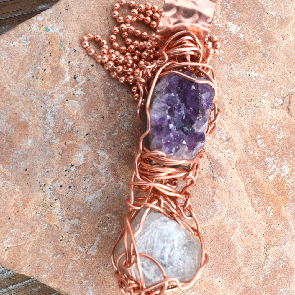 Herkimer DIamond Quartz Crystal Pendant Amethyst - Picture 4 of 7